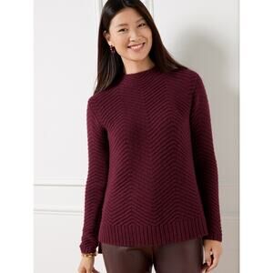 Talbots NWT Texture Stitch Mockneck Sweater Red Women’s Sz M Longsleeve